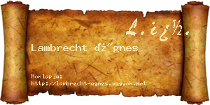 Lambrecht Ágnes névjegykártya